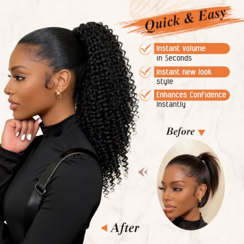 Rafabcici 18 Inch Synthetic Afro Kinky Curly Ponytail Extension for Black Women