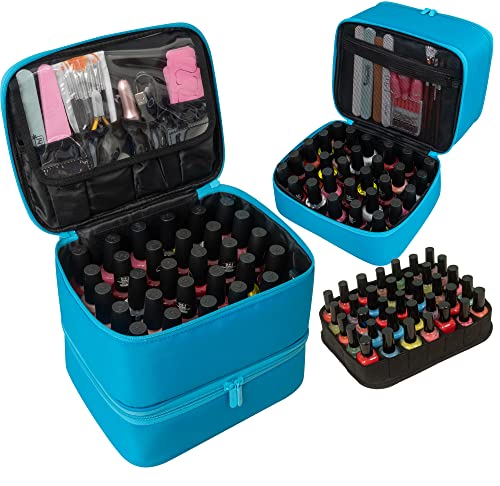 ButterFox Sky Blue Nail Polish Carrying Case - Holds 60 Bottles & Manicure Tools
