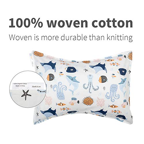ALVABABY Organic Cotton Toddler Pillowcases - 2 Pack, 14x19 in