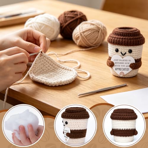 Handmade Crochet Coffee Cup - Appreciation Gift for Teachers & Coworkers