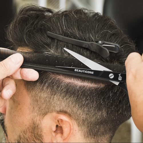 Beauticone Professional Hair Cutting Scissors Black Fix Screw Stainless Steel Barber Shears