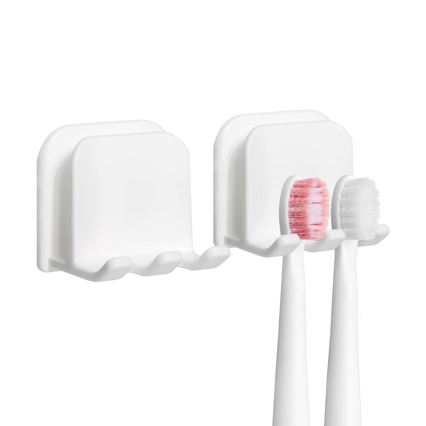 2-Piece Set of White self-Adhesive Wall-Mounted Waterproof Toothbrush Holders, Electric Toothbrush Holder for Bathrooms，Suitable for Bathroom Showers.