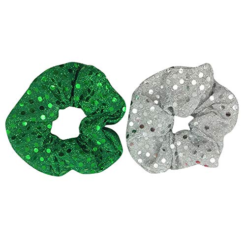 MOONBCT 4-Pack Glitter Sequins Christmas Hair Scrunchies for Women & Girls