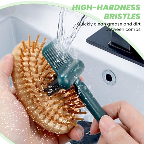 Yuanchu 2-in-1 Hair Brush Cleaner & Remover Tools Green+Gray - Dual-Sided Comb for Salon & Home
