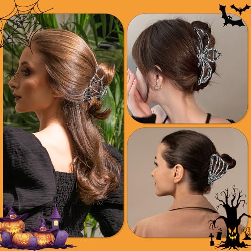 Gothic Metal Spider Claw Hair Clips Set - Spooky Halloween Hair Accessories for Women & Girls