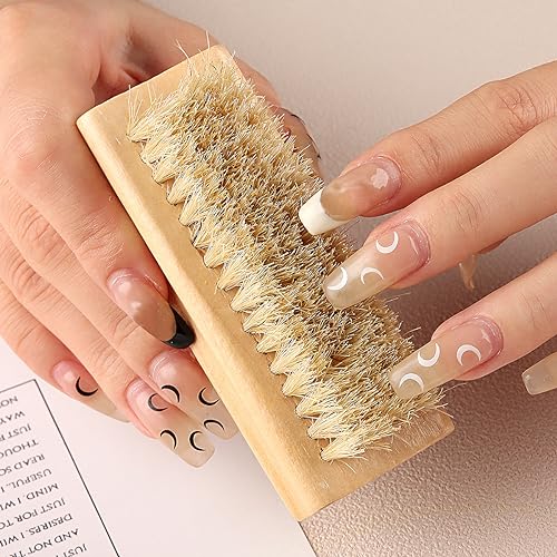 Fcozpjk Bamboo Nail Brush Set - 2Pcs Flexible Bristle Scrubber
