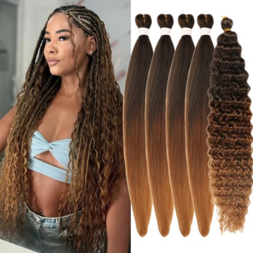 Leticia 26 Inch Pre-Stretched Knotless Boho Braiding Hair Ombre 1B/30/27 Pack of 5 Black Brown
