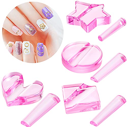 Patelai 4 Pcs Nail Embossed Molds for Nail Art - Heart, Star, Circle, Square