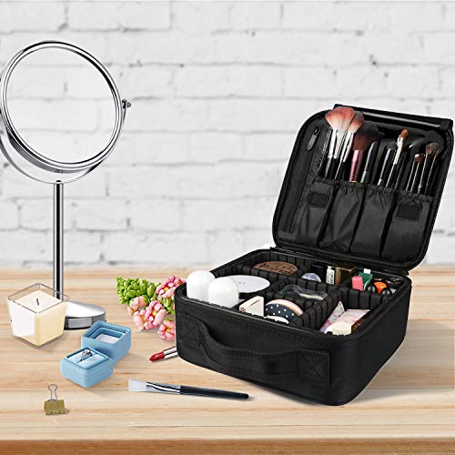 Bvser Black Travel Makeup Case & Organizer Bag with Dividers