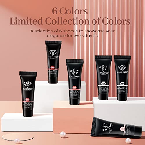 Modelones Poly Nail Gel Set 6 Colors Nude Pink Brown - A3-Pink Brown Variation