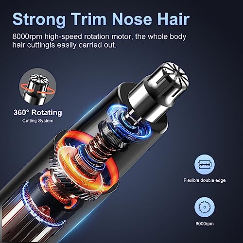 HILYC Professional Nose Hair Trimmer with LED Display - USB Rechargeable, Waterproof & Painless