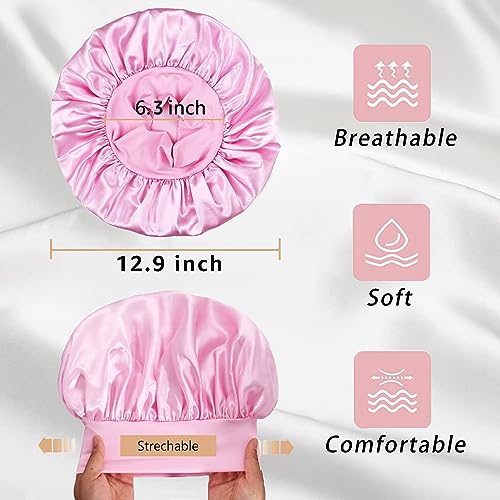 Satin Sleep Bonnets for Women - 2 Pack, Large Anti-Frizz Cap
