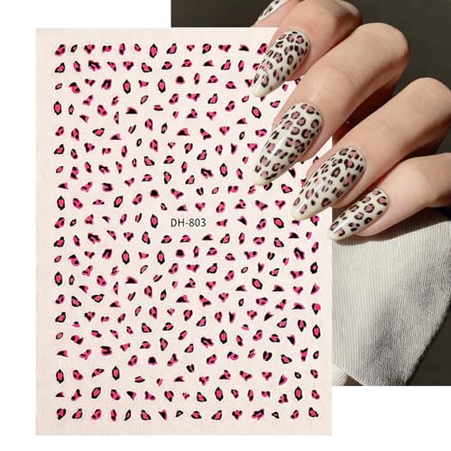 Leopard Print Nail Art Stickers - 6 Sheets 3D Self-Adhesive Designs