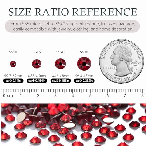 MEIBITE Siam SS16 Flatback Rhinestones 1440pcs 3.8-4.0mm - Version 04-Siam