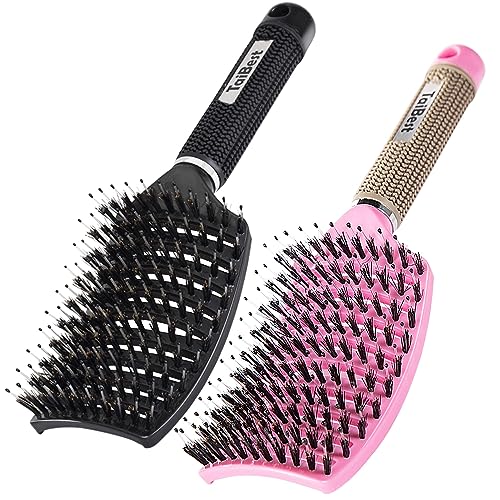TaiBest Boar Bristle Hair Brush Set - Vented Detangling Brush for All Hair