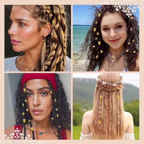 50Pcs Adjustable Metal Hair Cuffs Set for Braids & Dreadlocks