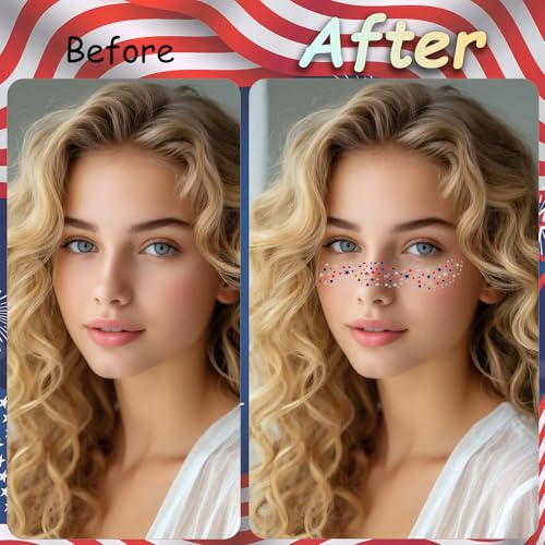 Patriotic Glitter Freckle Tattoos Set for 4th of July Celebrations