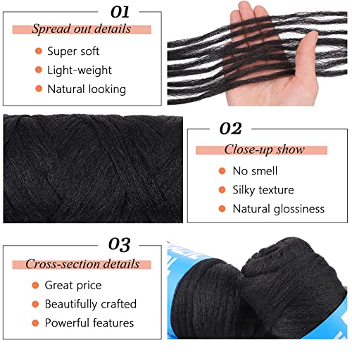 Brazilian Wool Hair Extensions for Braids - 2 Pcs, Black