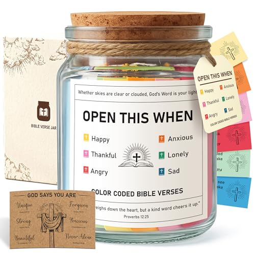 Bible Verse Prayer Jar with 90 Color-Coded Scripture Cards