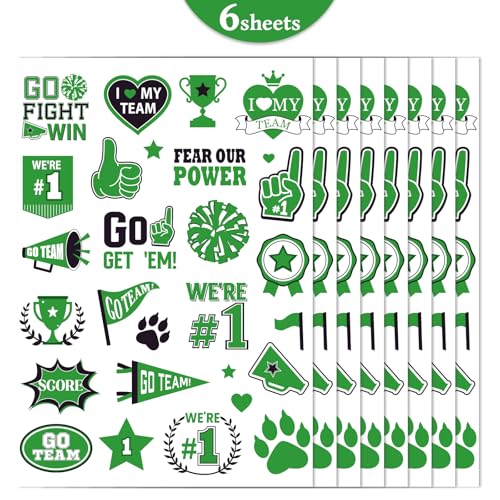 Glitter Green Team Spirit Temporary Tattoo Stickers - 180 Pcs