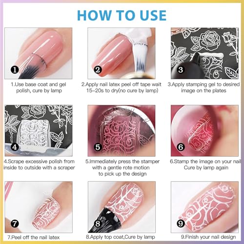 Biutee 19-Piece Nail Stamping Kit with 15 Plates, Stamper & Accessories