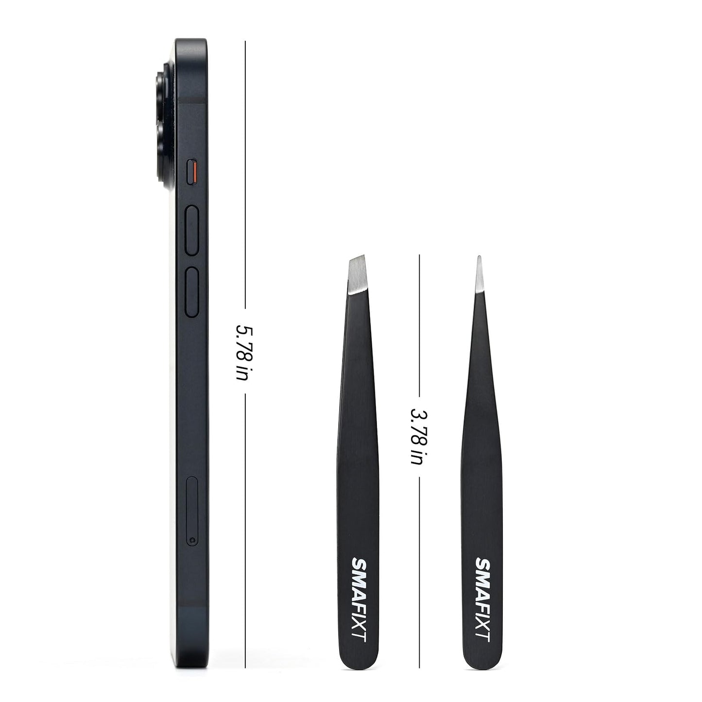 Smafixt Tweezers for Women and Men Facial hair, 2-Pack Slant and Point Precision Eyebrow Tweezers Set for Splinter and Ingrown Hair Removal