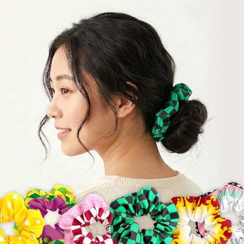 6-Pack Chiffon Anime Hair Scrunchies - Cosplay Ponytail Holders