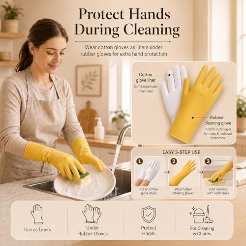 HMNYSOL 10 Pairs White Cotton Gloves for Moisturizing & Sleep, Hand Care Liners