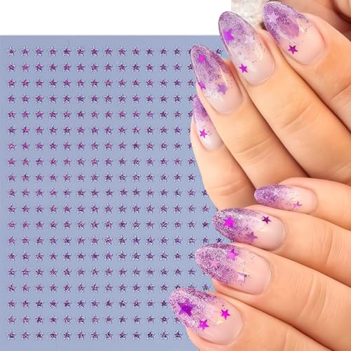 6 Sheets Self-Adhesive Star Nail Art Stickers - 3D Glitter Designs