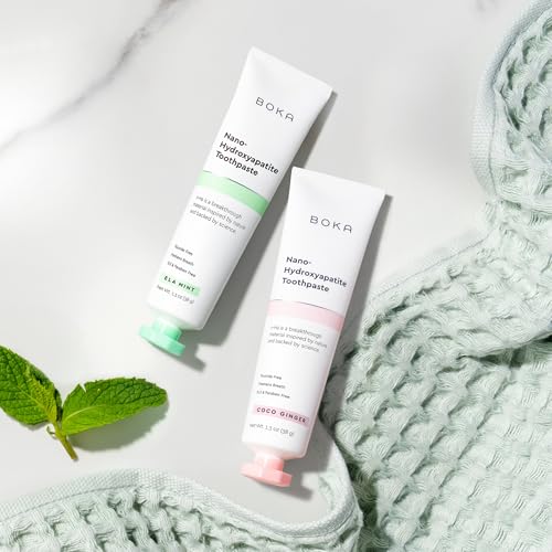 Boka Nano Hydroxyapatite Fluoride-Free Toothpaste Trial Pack (2.6 oz) – D. Ela Mint, Coco Ginger