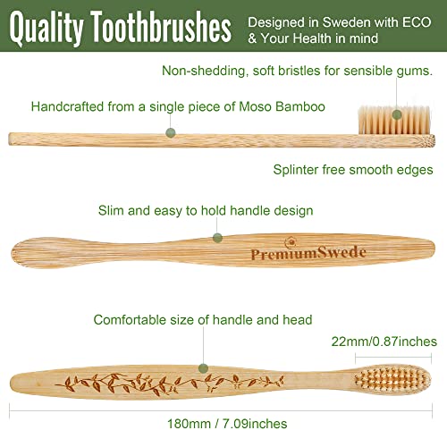 10 Pack Biodegradable Bamboo Toothbrushes - Eco-Friendly Soft Bristles