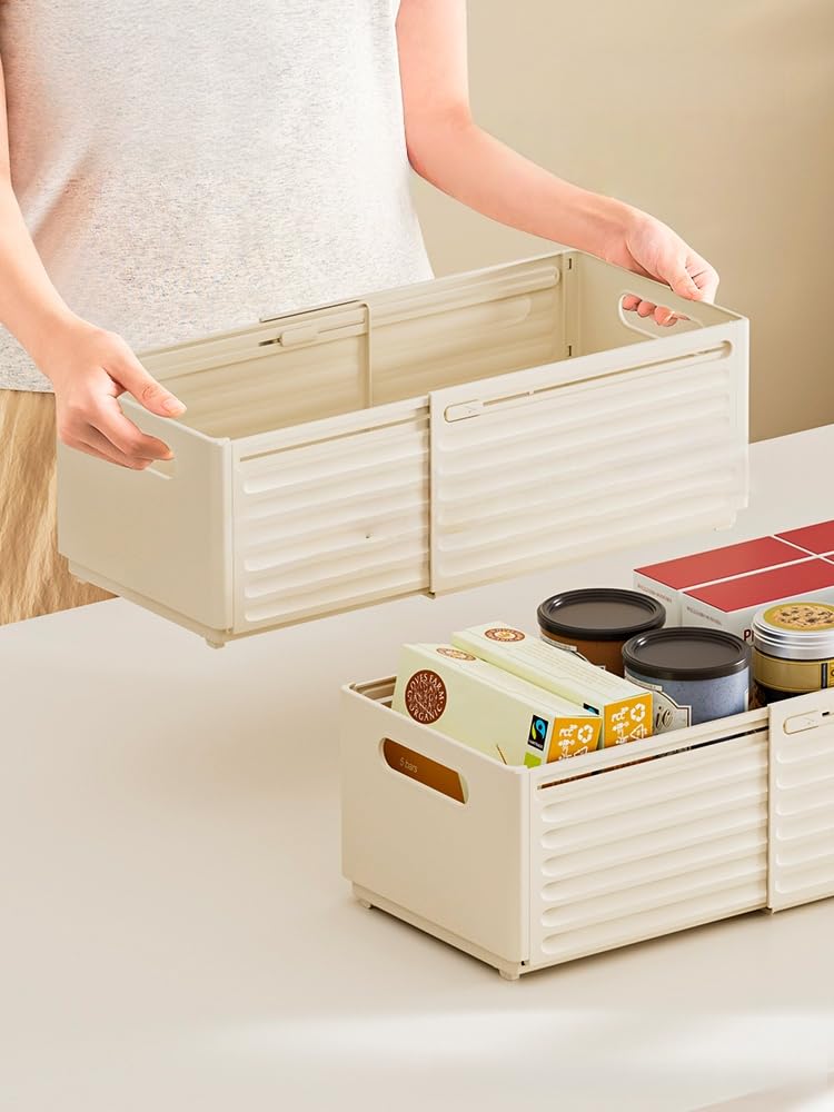 Cabinet Pull-out Organizer, Desk Drawer Organizer Tray, Expandable Organizer, Bathroom Container for Office, Makeup, Kitchen Utensil-White