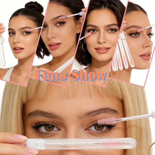 Crystal Pink 48 pcs Disposable Mascara Wands Set Eyebrow Spoolies Beauty Tools