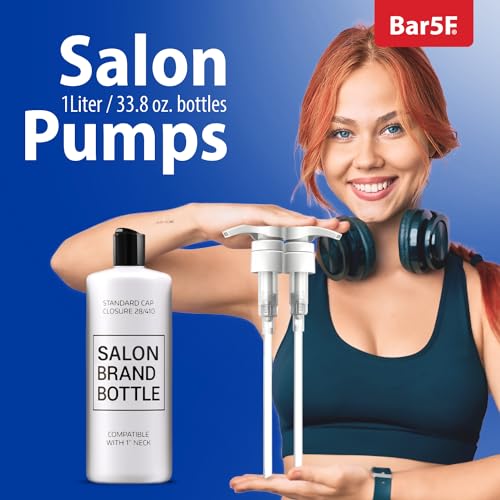 Shampoo/Conditioner Pump for Bottle, 1 L/33.8 oz., 2 Piece White, Replacement Dispenser Pump for Shampoo, Conditioner, Lotion and Soap