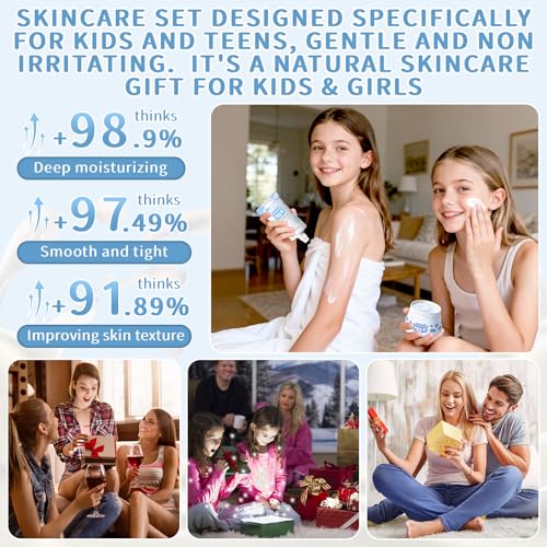 MIZEEYE 4Pcs Milk Skin Care Set for Teens - Cleanser, Serum, Cream & Eye Cream