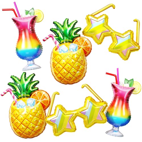 Tropical Balloon Set - 6 Large Foil Balloons for Summer Parties