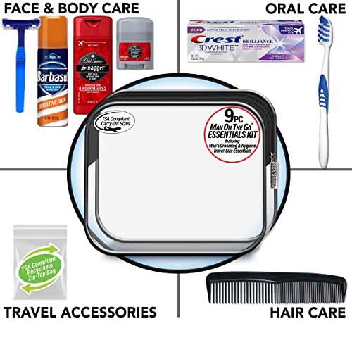 Men's Travel Toiletry Kit - 9-Piece TSA Compliant Essentials