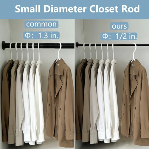 TYRON Adjustable Closet Rod for Small Spaces, 12-18 In., 1/2" Diameter - White