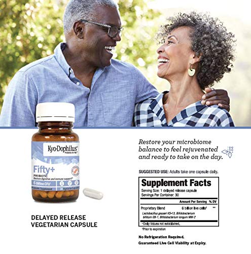 Kyo-Dophilus Fifty+ Probiotic, Digestive & Immune Support, 30 Capsules