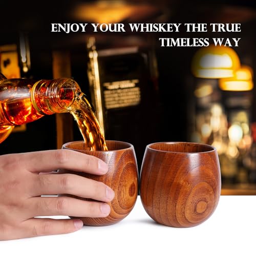 WALNDUX Handcrafted Wooden Whiskey Glass Set - Ideal Bourbon Gift