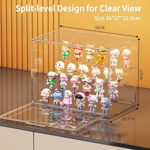 HuixinAcrli Fourth Floor Acrylic Collectible Display Box with Magnetic Door, Stackable Dustproof Shelves