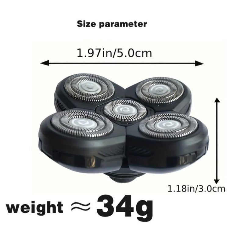 3-Pack Replacement Shaver Heads for Bald Men, Compatible with Freebird Electric Shaver for Smooth Comfortable Shave - 5 Blades Refills for Bald Head Maintenance