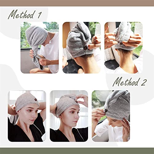 myHomeBody Quick Drying Hair Towel Wrap Turban - Gray