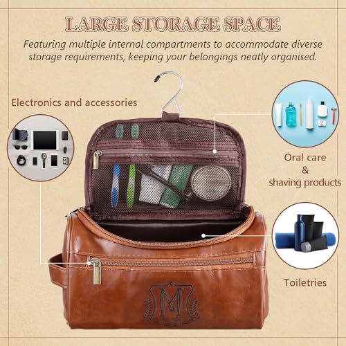 Personalized Leather Toiletry Bag for Men - Monogrammed Travel Organizer