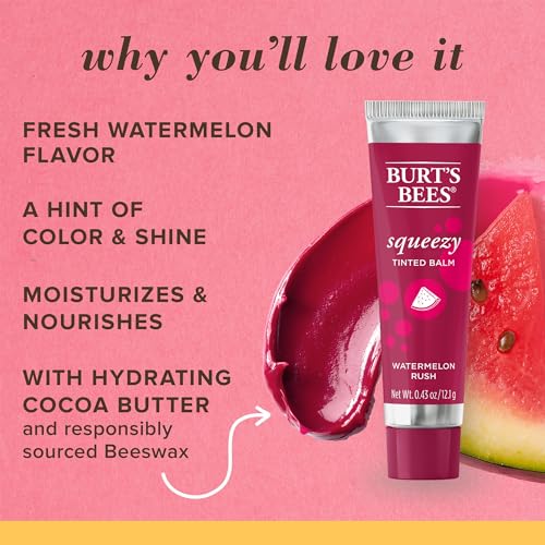 Burt's Bees Watermelon Rush Squeezy Tinted Lip Balm 0.43 oz - Nourishing & Natural