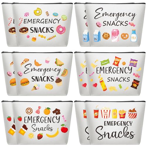 Reginary 12 Pcs Funny Makeup & Emergency Snack Bags - Colorful Snack Pouch for Women