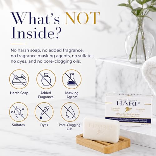 HARP Fragrance-Free Syndet Body Wash Bar for Sensitive Skin - 5oz