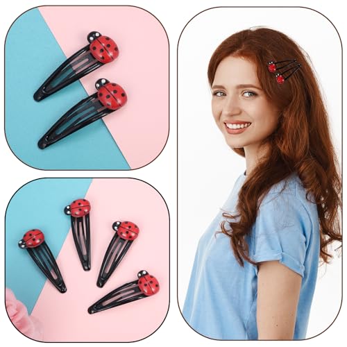 10 Ladybug Snap Hair Clips for Girls & Women - Cute Non-Slip Barrettes