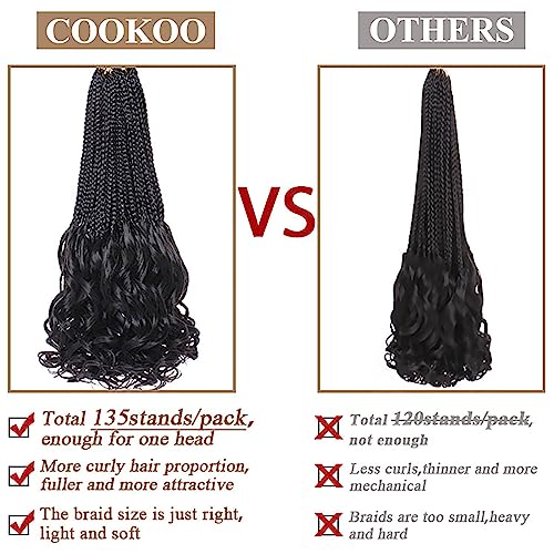 COOKOO 18 Inch Pre Looped Black French Curl Crochet Braids - 9 Packs