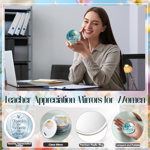 Hollowfly 24 Pcs Mini Compact Makeup Mirrors with Inspirational Quotes - Teacher Gifts